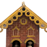 Wonderful Antique Painted Tin House with Carved, Spinning Couple