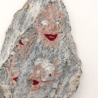 Hand-painted Rock with Woman and Dog
