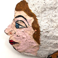 Hand-painted Rock with Woman and Dog