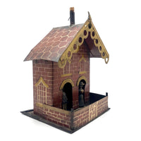 Wonderful Antique Painted Tin House with Carved, Spinning Couple