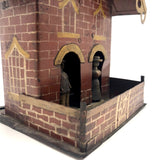 Wonderful Antique Painted Tin House with Carved, Spinning Couple
