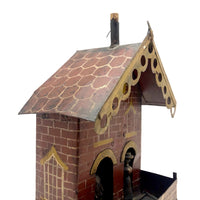 Wonderful Antique Painted Tin House with Carved, Spinning Couple
