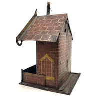 Wonderful Antique Painted Tin House with Carved, Spinning Couple