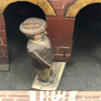 Wonderful Antique Painted Tin House with Carved, Spinning Couple