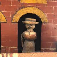 Wonderful Antique Painted Tin House with Carved, Spinning Couple