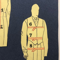 Set of Three Vintage French Pattern / Tailoring Studies, Ink on Cut Paper, 1972-74