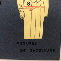 Set of Three Vintage French Pattern / Tailoring Studies, Ink on Cut Paper, 1972-74