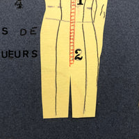 Set of Three Vintage French Pattern / Tailoring Studies, Ink on Cut Paper, 1972-74
