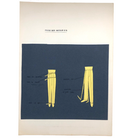 Set of Three Vintage French Pattern / Tailoring Studies, Ink on Cut Paper, 1972-74