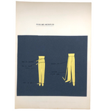 Set of Three Vintage French Pattern / Tailoring Studies, Ink on Cut Paper, 1972-74
