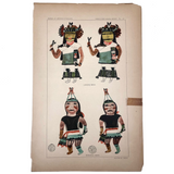 Hopi "Lakone Mana" and "Mamzrau Mana" Katchina Drawings, 1903 Bureau of American Ethnology Bookplate