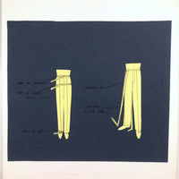 Set of Three Vintage French Pattern / Tailoring Studies, Ink on Cut Paper, 1972-74