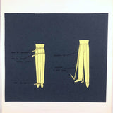 Set of Three Vintage French Pattern / Tailoring Studies, Ink on Cut Paper, 1972-74
