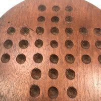 Nice Old Handmade Round Marbles Solitaire Board with Clay Marbles