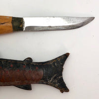 Tromso, Norway Antique Souvenir Fish Knife in Leather Sheath