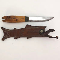 Tromso, Norway Antique Souvenir Fish Knife in Leather Sheath