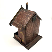 Wonderful Antique Painted Tin House with Carved, Spinning Couple