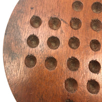 Nice Old Handmade Round Marbles Solitaire Board with Clay Marbles