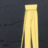 Set of Three Vintage French Pattern / Tailoring Studies, Ink on Cut Paper, 1972-74