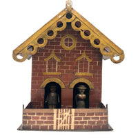Wonderful Antique Painted Tin House with Carved, Spinning Couple