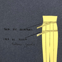 Set of Three Vintage French Pattern / Tailoring Studies, Ink on Cut Paper, 1972-74