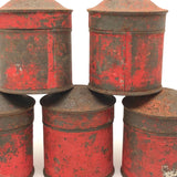 Striking Old Red-Painted Spice Tins