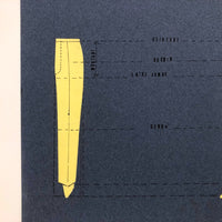 Set of Three Vintage French Pattern / Tailoring Studies, Ink on Cut Paper, 1972-74