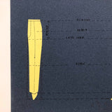 Set of Three Vintage French Pattern / Tailoring Studies, Ink on Cut Paper, 1972-74