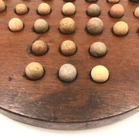 Nice Old Handmade Round Marbles Solitaire Board with Clay Marbles