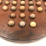 Nice Old Handmade Round Marbles Solitaire Board with Clay Marbles