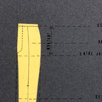 Set of Three Vintage French Pattern / Tailoring Studies, Ink on Cut Paper, 1972-74