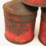 Striking Old Red-Painted Spice Tins