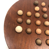 Nice Old Handmade Round Marbles Solitaire Board with Clay Marbles