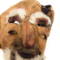 Handmade Hide and Fur Mask with Wooly Beard, Presumed Nunamiut, Alaskan
