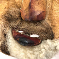 Handmade Hide and Fur Mask with Wooly Beard, Presumed Nunamiut, Alaskan