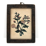Sweet Small Antique Floral Watercolor in Carved Wooden Frame