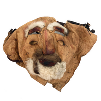 Handmade Hide and Fur Mask with Wooly Beard, Presumed Nunamiut, Alaskan
