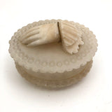 Carved Alabaster Trinket Box with Hand, Presumed Victorian