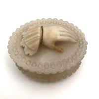 Carved Alabaster Trinket Box with Hand, Presumed Victorian