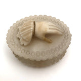 Carved Alabaster Trinket Box with Hand, Presumed Victorian