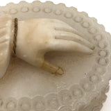 Carved Alabaster Trinket Box with Hand, Presumed Victorian