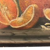 Wonderful 1870s Oil on Board Still Life Painting of Oranges