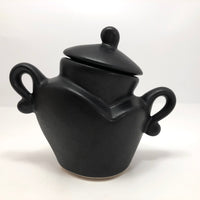 Michael Lambert "Java Jig" Black Glazed Porcelain Sugar Bowl