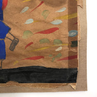 Charming Old Pied Piper Tempera Painting on Brown Paper