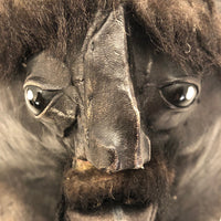 Handmade Black Stained Hide and Fur Mask, Presumed Nunamiut, Alaskan