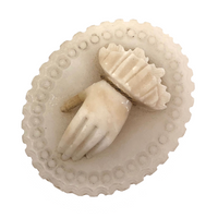 Carved Alabaster Trinket Box with Hand, Presumed Victorian