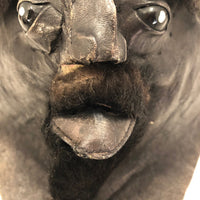 Handmade Black Stained Hide and Fur Mask, Presumed Nunamiut, Alaskan