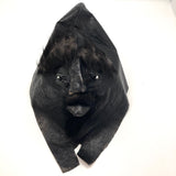 Handmade Black Stained Hide and Fur Mask, Presumed Nunamiut, Alaskan
