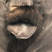 Handmade Black Stained Hide and Fur Mask, Presumed Nunamiut, Alaskan