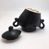 Michael Lambert "Java Jig" Black Glazed Porcelain Sugar Bowl